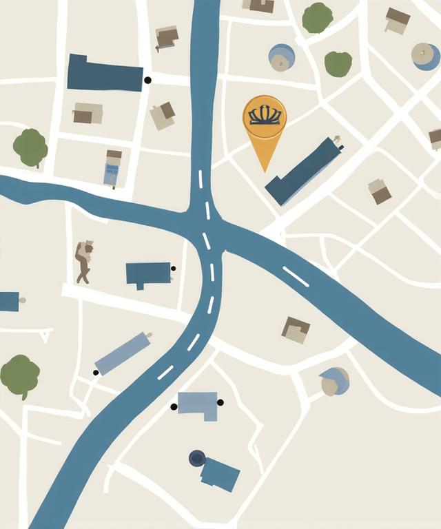 Carte stylisée montrant l'emplacement du bureau sur la Rue Saint-Honoré à Paris.